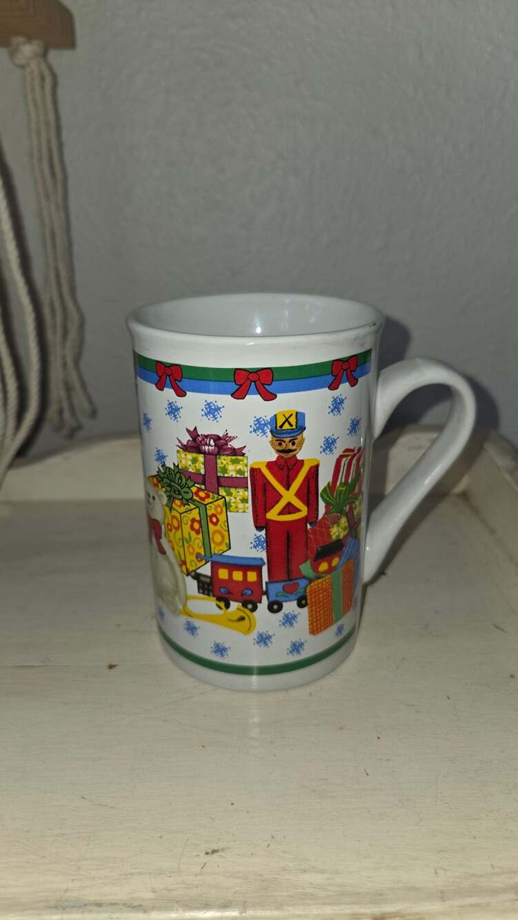 Vintage 90s Christmas Coffee Mug Nutcracker Tea Cup Houston Foods Franklin Park